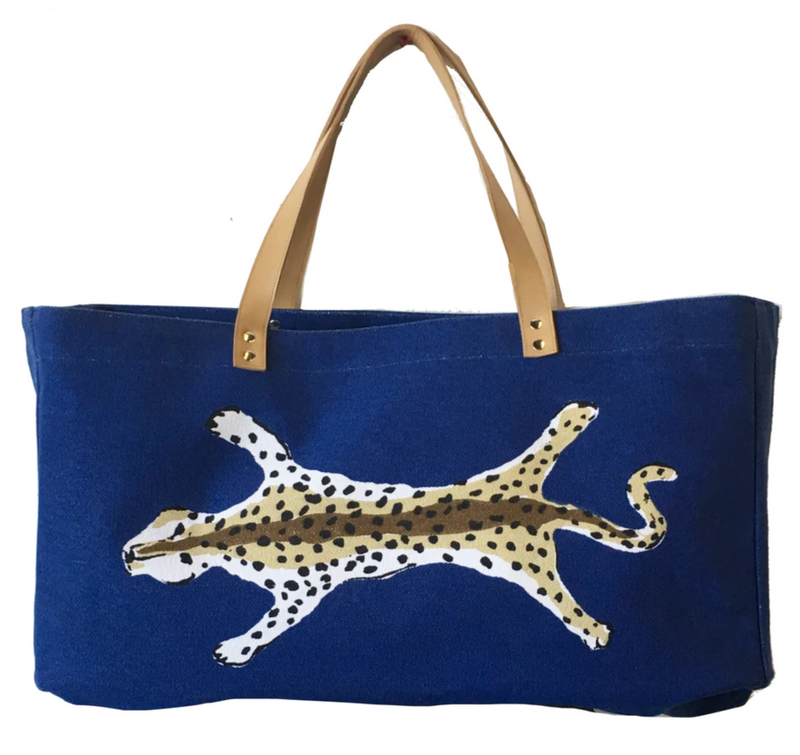 Dana Gibson Navy Leopard Shoulder Tote