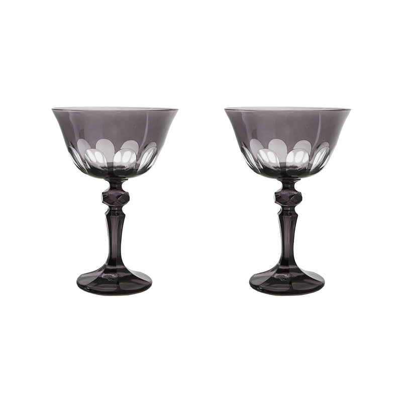 Rialto Glass Coupe Smoke, Set of 2