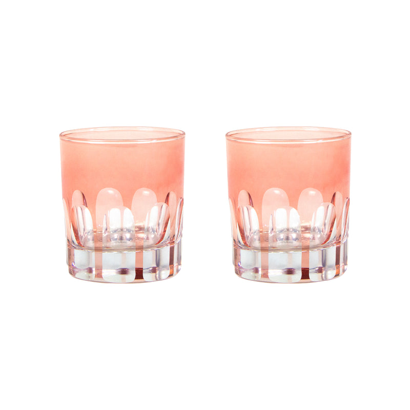 Rialto Glass Old Fashion Kitten, Light Red, Set of 2