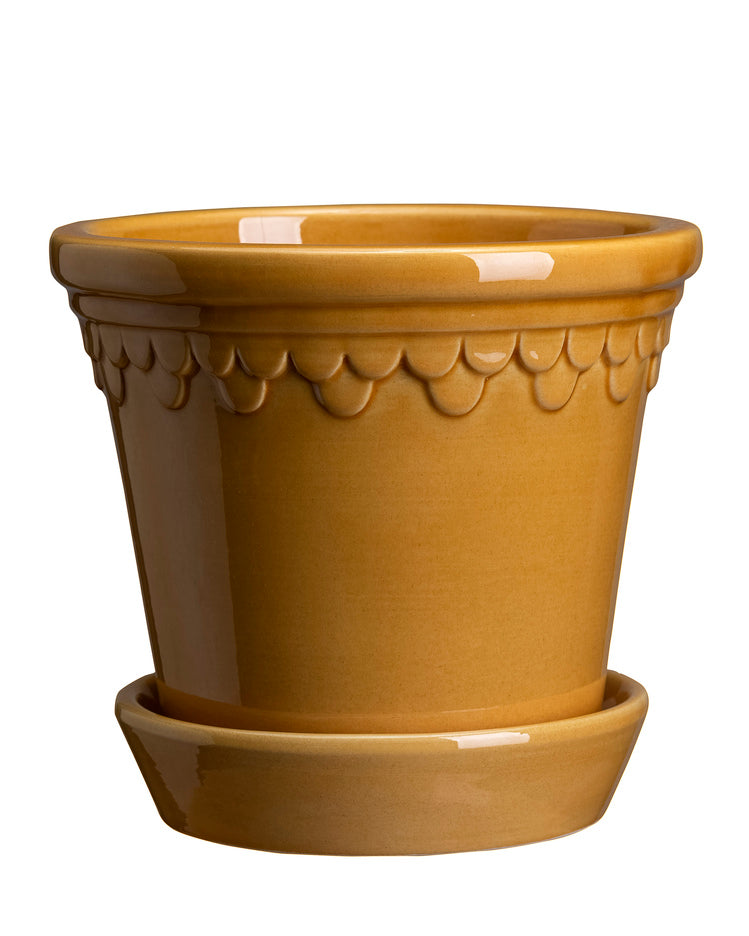 castle plant pot Bergs Potter Copenhagen Pot With Saucer Ø18 cm - Pots Ceramic Yellow