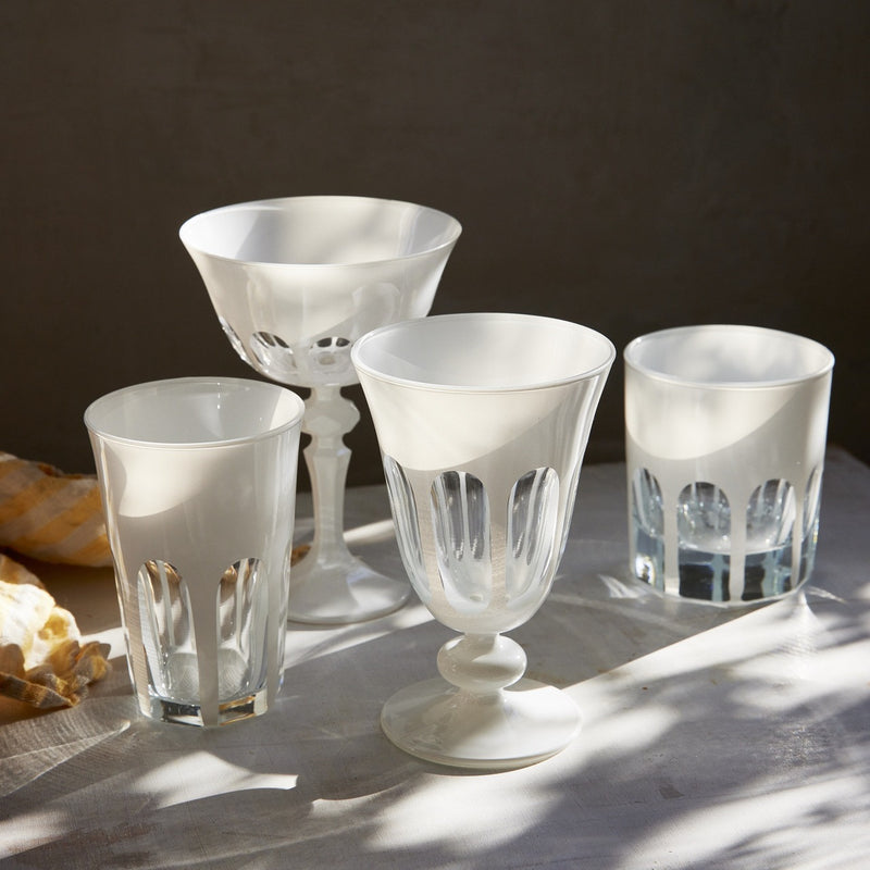 Rialto Glass Coupe Chalk, Set of 2