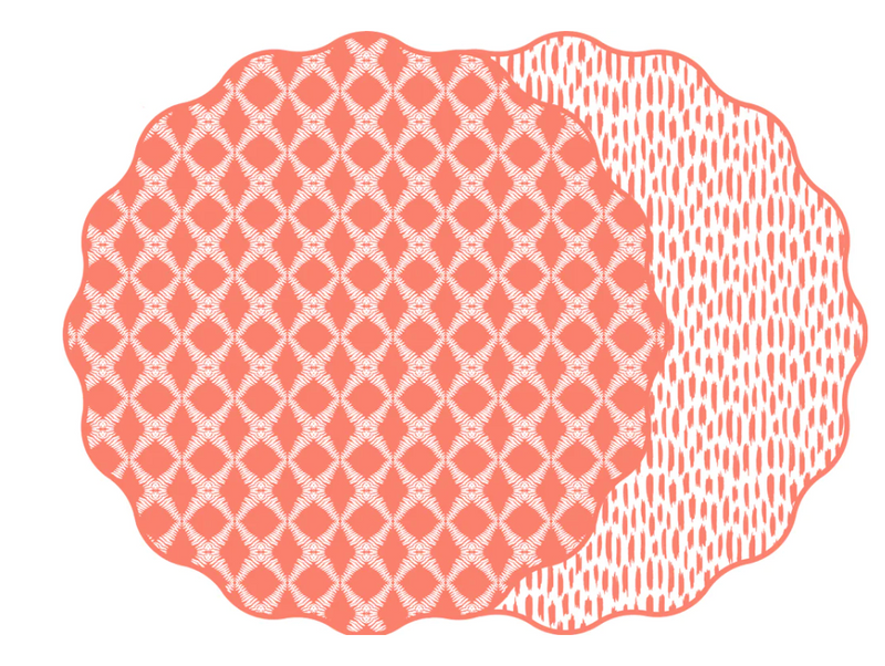 Scallop Two Sided Placemat Cotton & Quill Trellis (Set of 4)