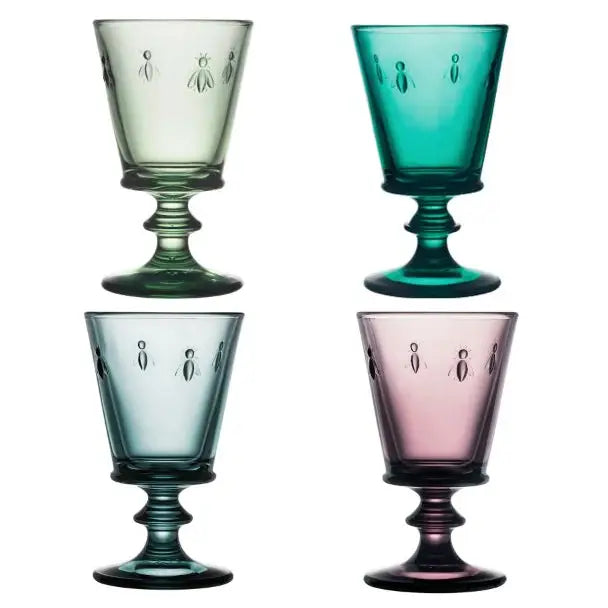 Bee wine glass, Multi-colors, Set of 4