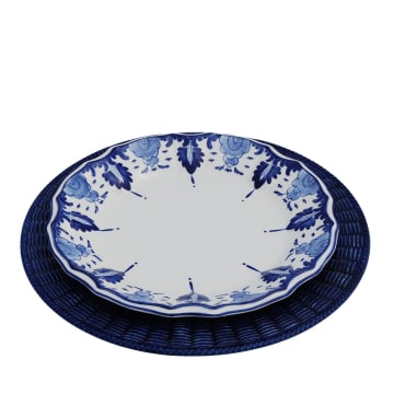 Cobalto Wicker Ceramic Plates (Set of 4)