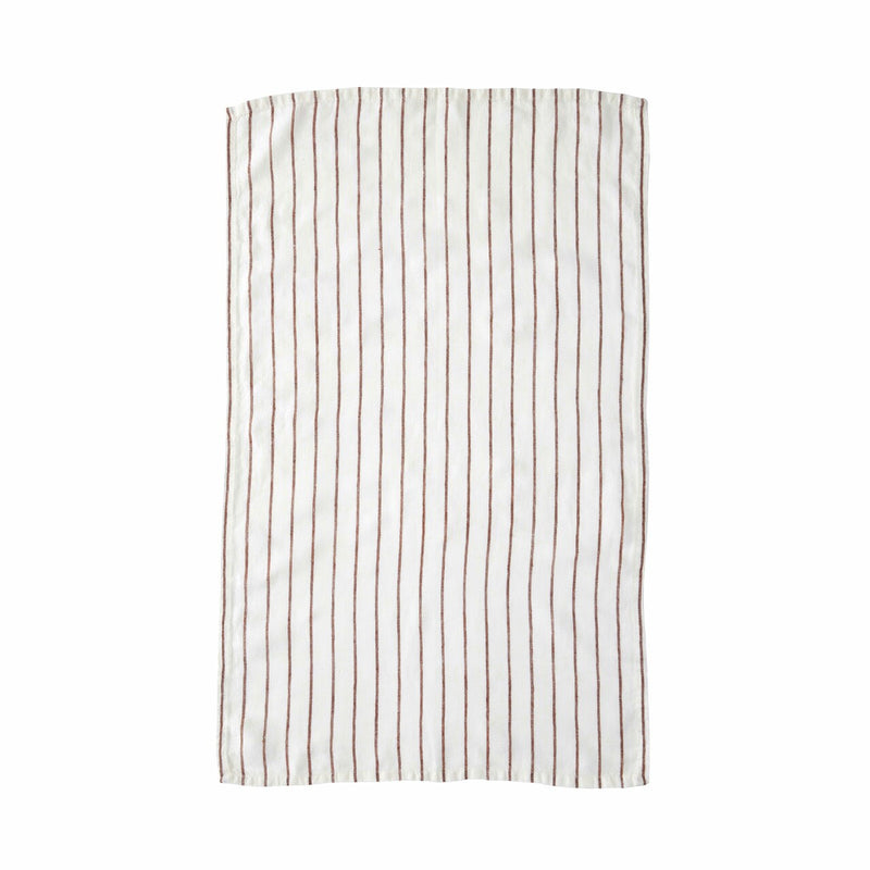 Belmont Stripe Linen Tea Towel Earth , Set Of 2