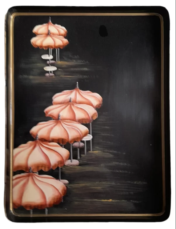 Flora Handpainted Iron Tray, Umbrellas
