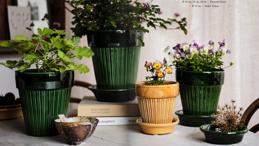 Simona Pot Set, Glazed Emerald Green