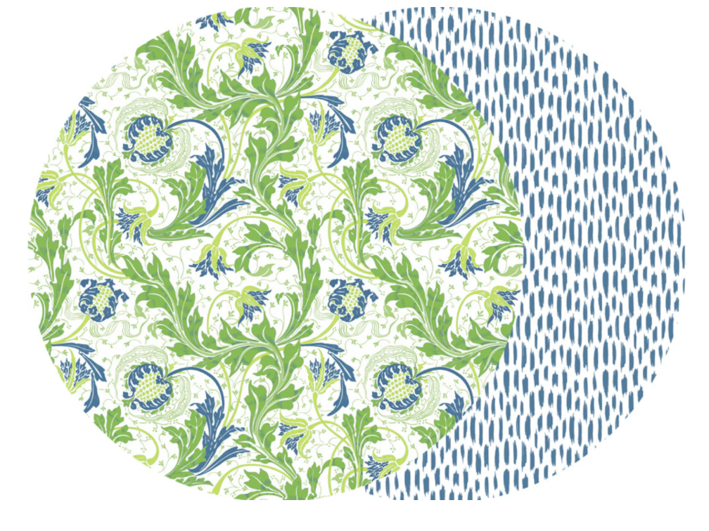 Round Two Sided Pomegranate And Dash Placemat Green Cadet (Set of 4)