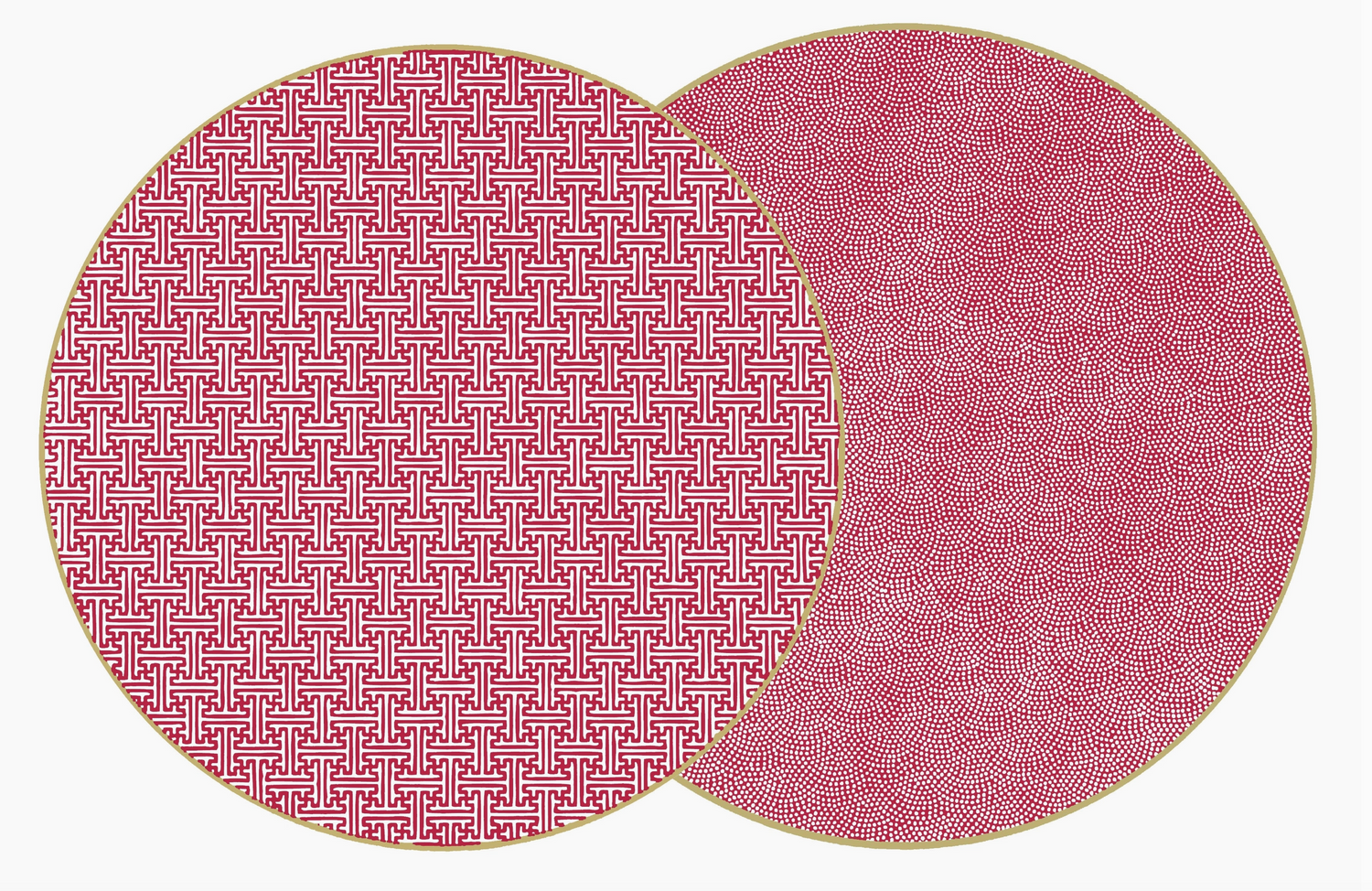 Round Two Sided Sayagata Placemat Burgundy (Set of 4)