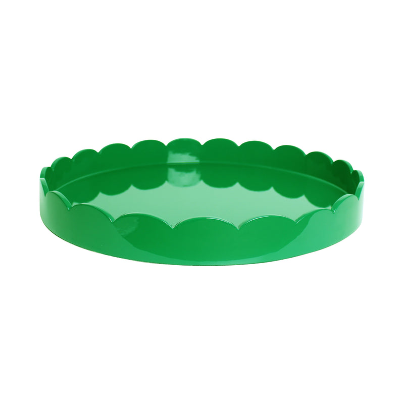 Scalloped Large Round Tray Leaf Green