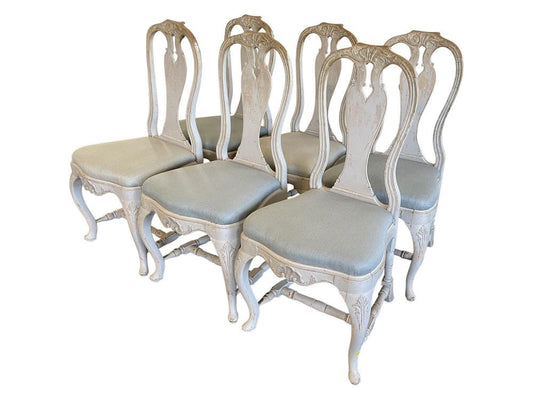 Swedish Rococo Six Dining Chairs